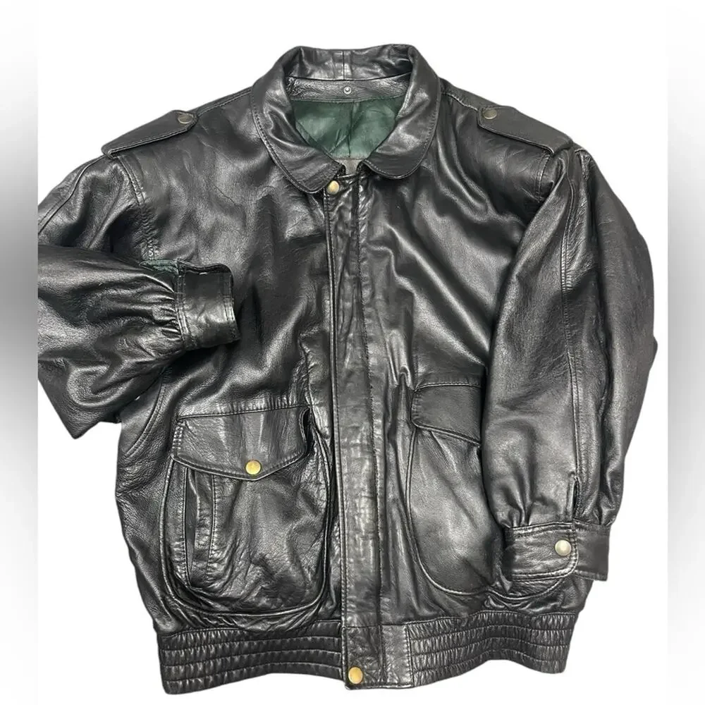 Vtg Skott Leather American Flight Jacket Original Kentucky Pilot Bomber Mens L